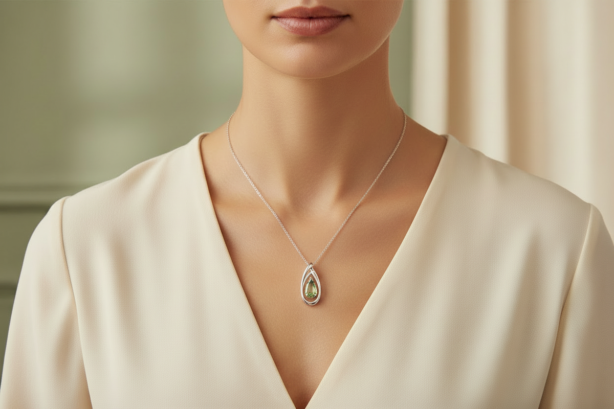 Collar diferente con colgante de piedra verde claro