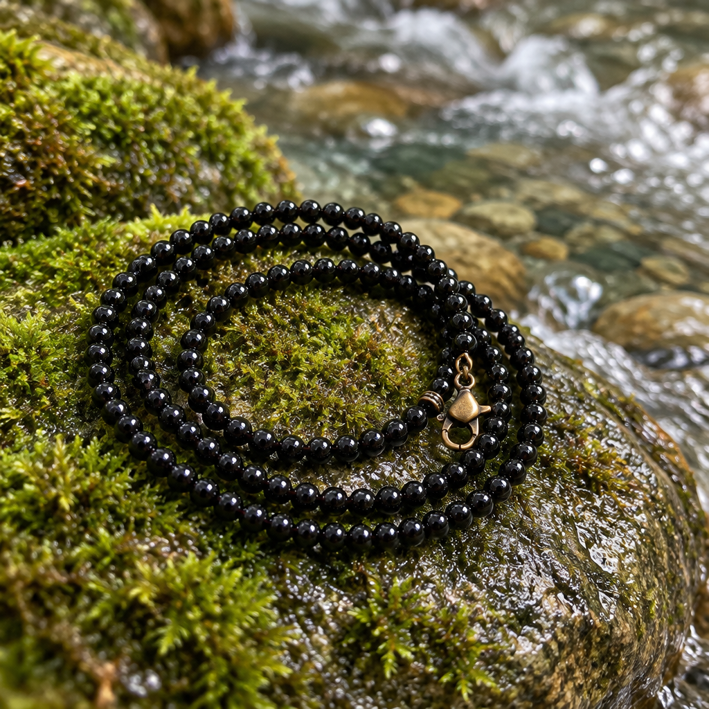 Collar negro roca río