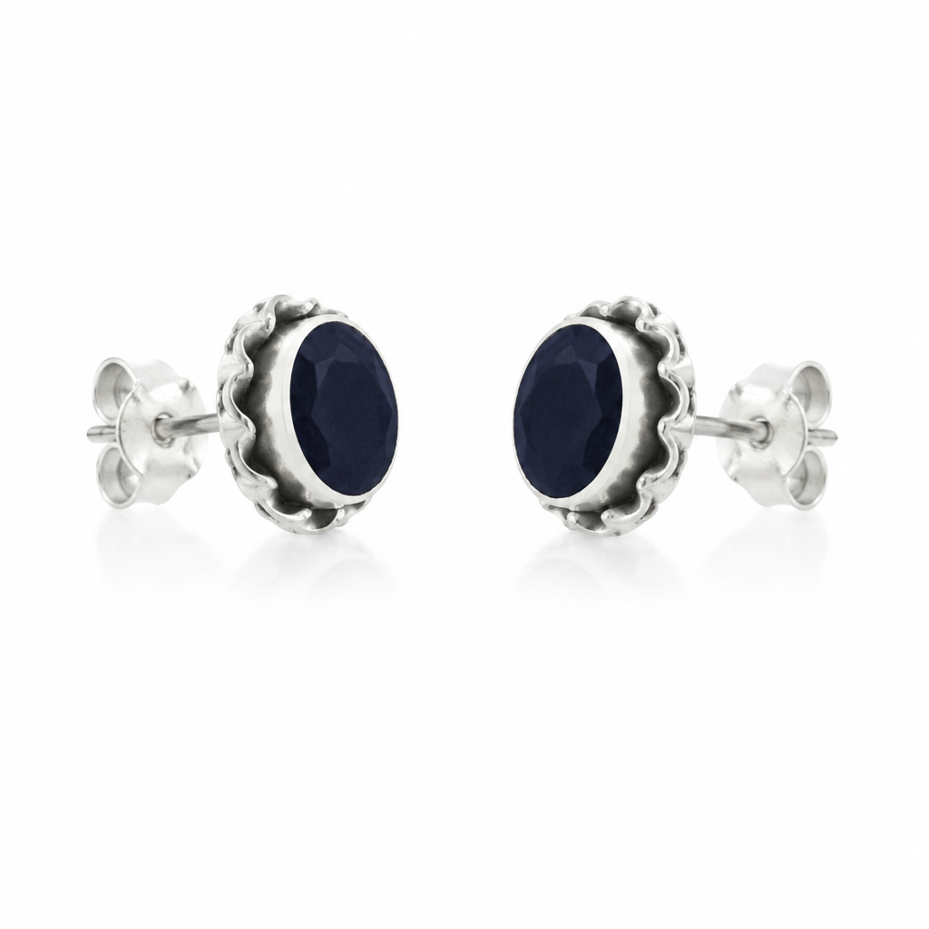 Pendientes azul oscuro girados en sentidos opuestos