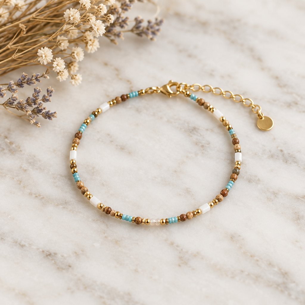 Pulsera fina sobre mármol